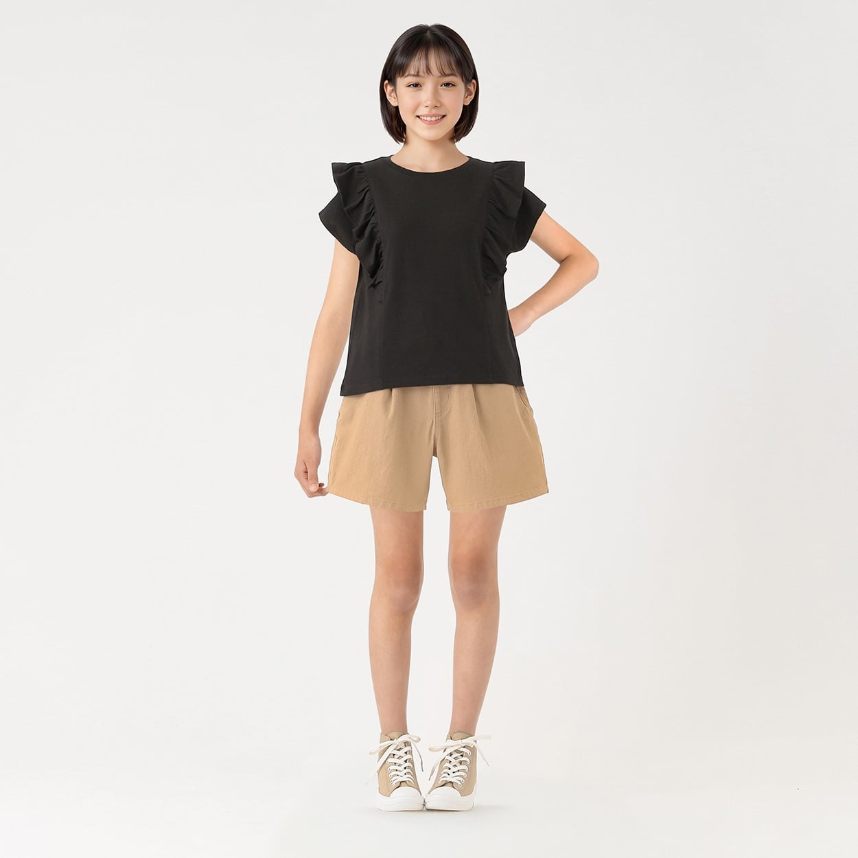 ピースフィットクール ツイルハイウェストショートパンツ 女の子