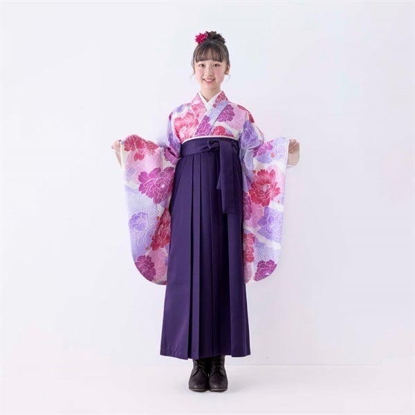 かんたん卒業袴セット 牡丹 藤色 女の子 キッズ | イオンスタイル