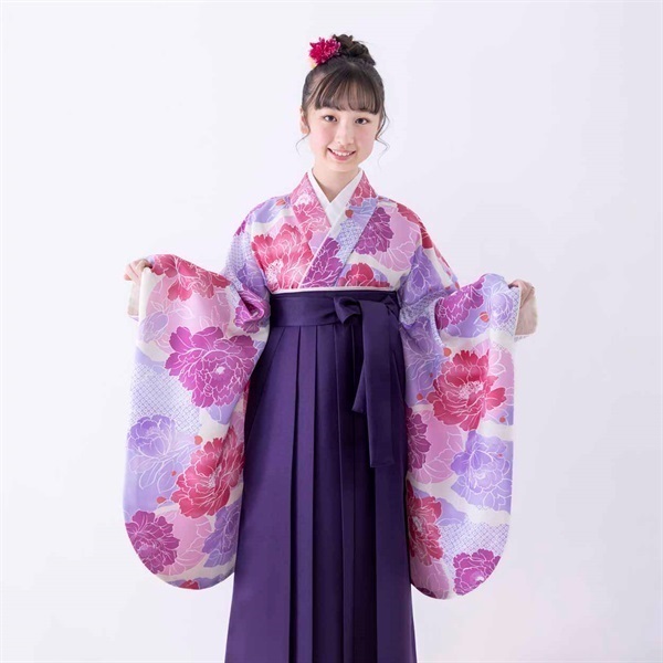 かんたん卒業袴セット 牡丹 藤色 女の子 キッズ | イオンスタイル