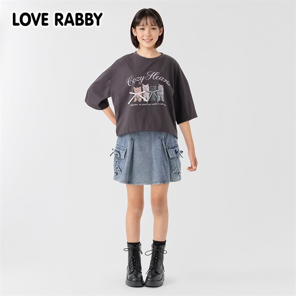 ラブラビ ケミカルデニムカーゴポケスカパン 女の子 キッズ 130cm