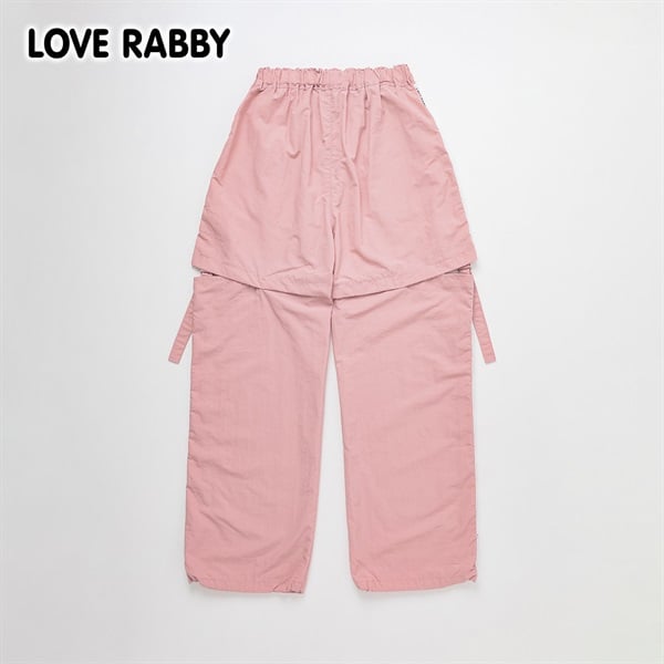 LOVERABBY(ラブラビ) ロゴライン脇スリットナイロンカーゴパンツ