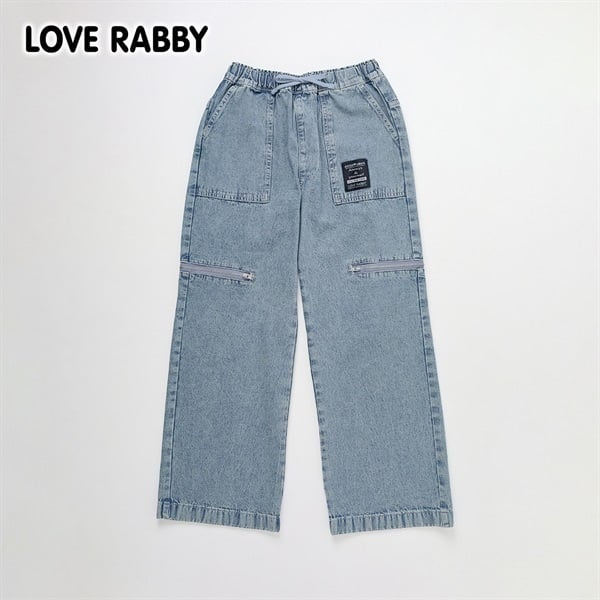 LOVERABBY(ラブラビ) ケミカルデニム脇ジップワイドパンツ キッズ