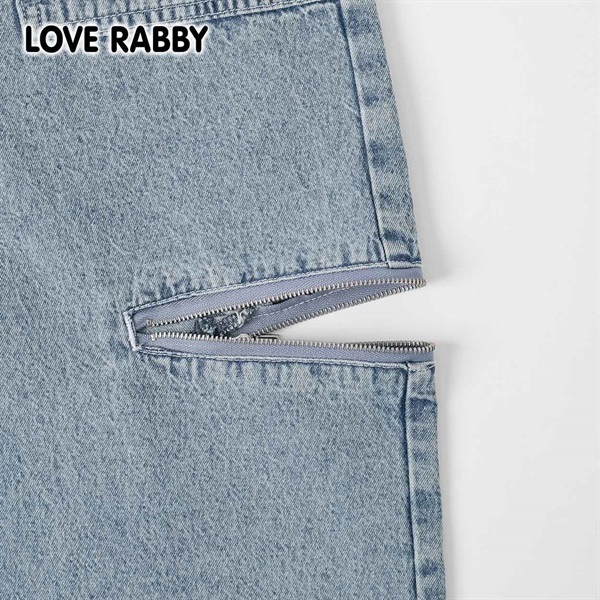 LOVERABBY(ラブラビ) ケミカルデニム脇ジップワイドパンツ キッズ