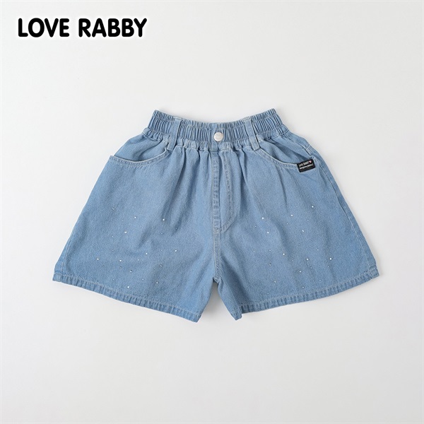 LOVERABBY(ラブラビ) デニムラインストンショートパンツ キッズ 女の子
