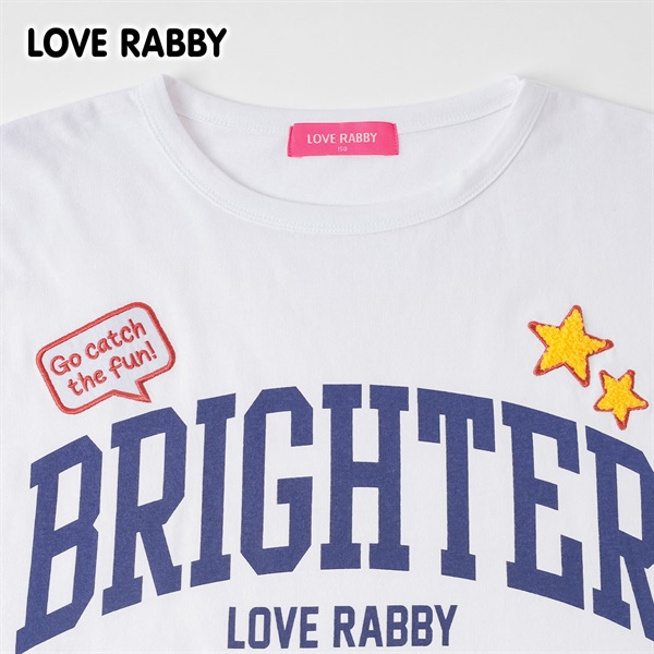 LOVERABBY(ラブラビ) サガラ刺繍ワッペン付きビッグTシャツ キッズ
