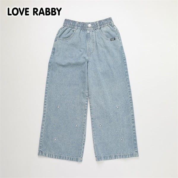 LOVE RABBY デニムワイドパンツ 160　＆　マリオカート LOVERABBY(ラブラビ) デニムラインストーン使いワイドパンツ キッズ