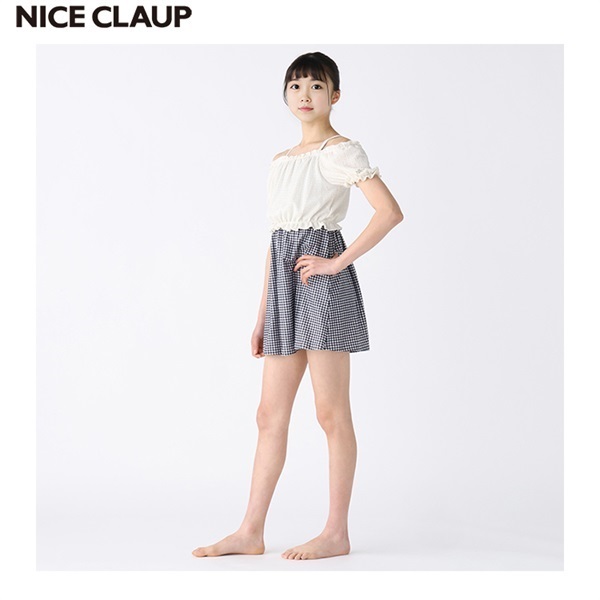NICE CLAUP パフスリーブswimwear 3点セット white Hibiscus Island Crop Swim Tee | White UPF 50+