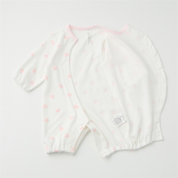 日本製 スムース ハート柄 ちびオール 新生児 ベビー服 | イオン