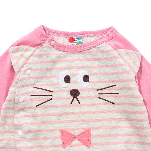 クマボーダーカバーオール サックス 男の子 ベビーウェア