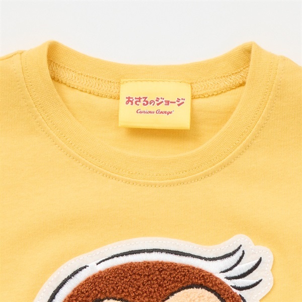 おさるのジョージ 顔柄 さがら刺しゅう 天竺 半袖Tシャツ