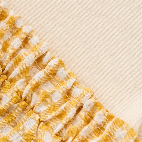 Katie ギンガムトップス Katie Closet ギンガムチェック総柄刺繍キャミ半袖トップス