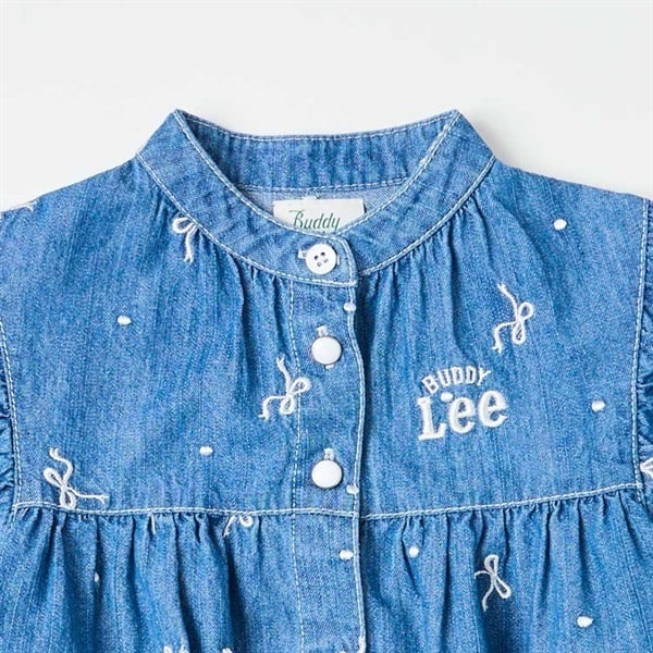 Buddy Lee リボン刺繍総柄デニム 半袖ワンピース ベビー キッズ