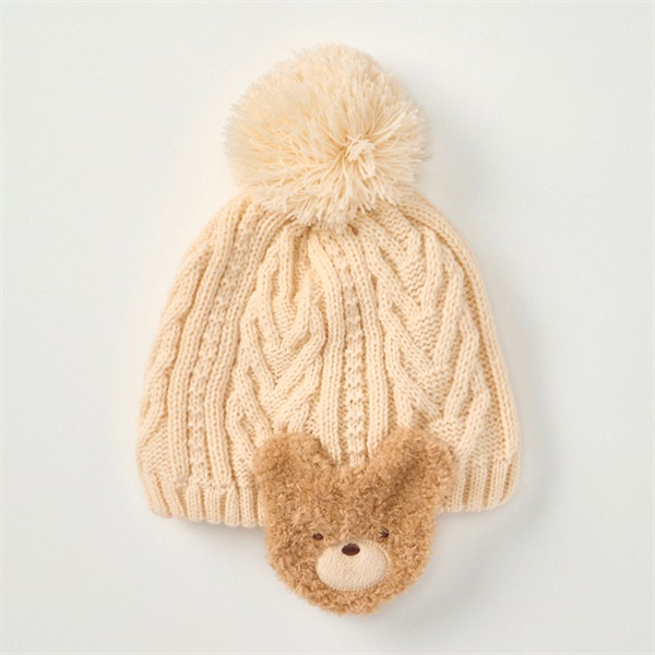 perverze 耳あて付きニット帽 グレー・緑・黄色 耳あて付きウールン