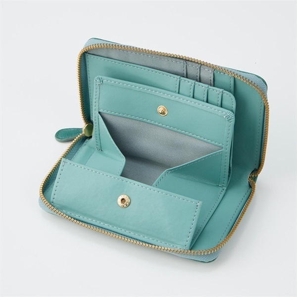 一点入荷＊H＊　134　★新品　Hush Puppiesー財布　牛革　初恋のサックスブルー！清涼感漂うむんむん香る　長財布　バツステッチアクセント hush puppies（レディース財布｜財布・ケース）：バッグ