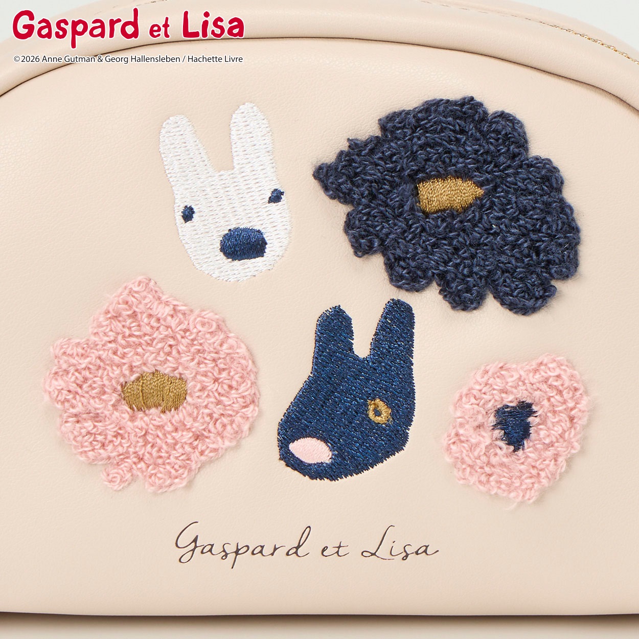 リサとガスパール 花刺繍 半月型ポーチ | イオンスタイルオンライン