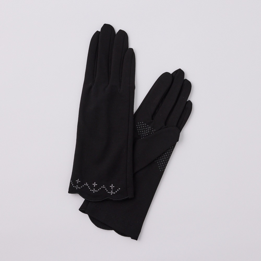 新品未使用ネイティブビーズ手刺繍ラムスウェード手袋 ユニワールド 人口皮革 皮手袋 煌（KIRAMEKI） 背縫い 3860