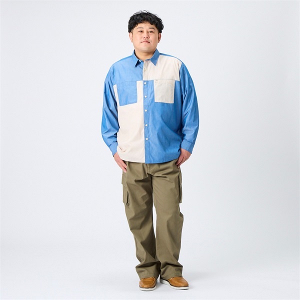 大きいサイズ MACBETHシャンブレー切替シャツ メンズ GREATESS 