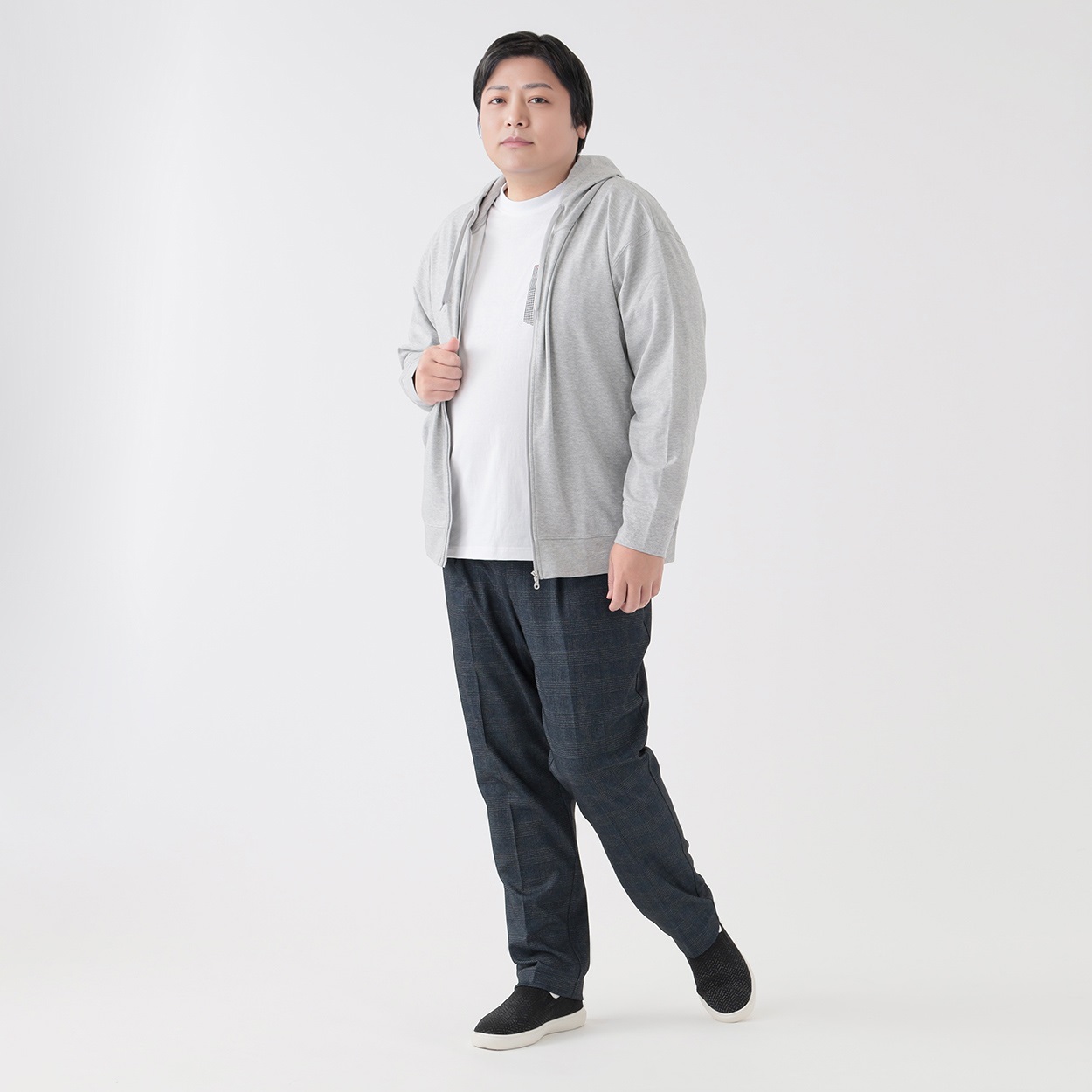 大きいサイズ ピースフィットクール UV対策 鹿の子フルジップパーカー