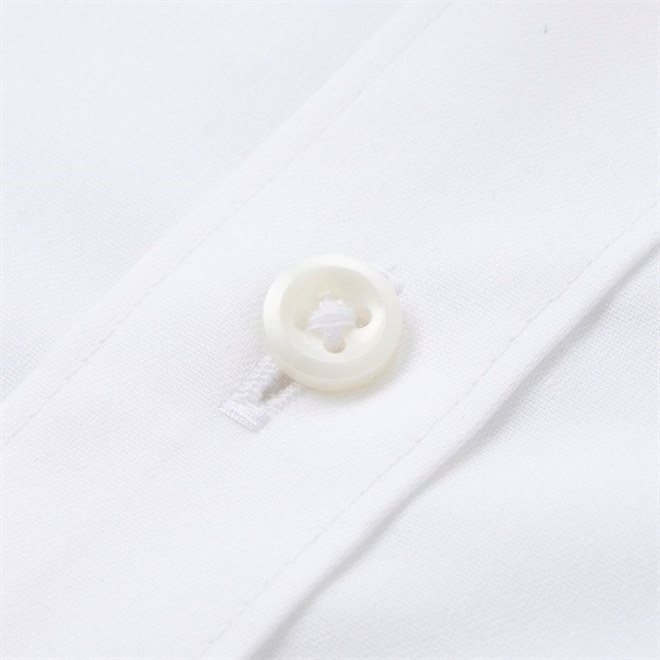 【美品】パラスパレス 綿100％ シャツ 白 ドットプリント シェルボタン 透け防止】 レギュラー 長袖 形態安定 レディースシャツ 白無地