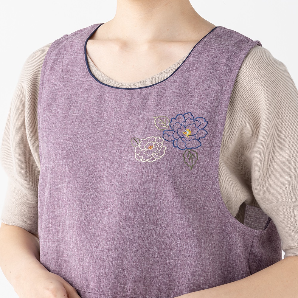 新品Hotman 紫色 エプロン 刺繍付き