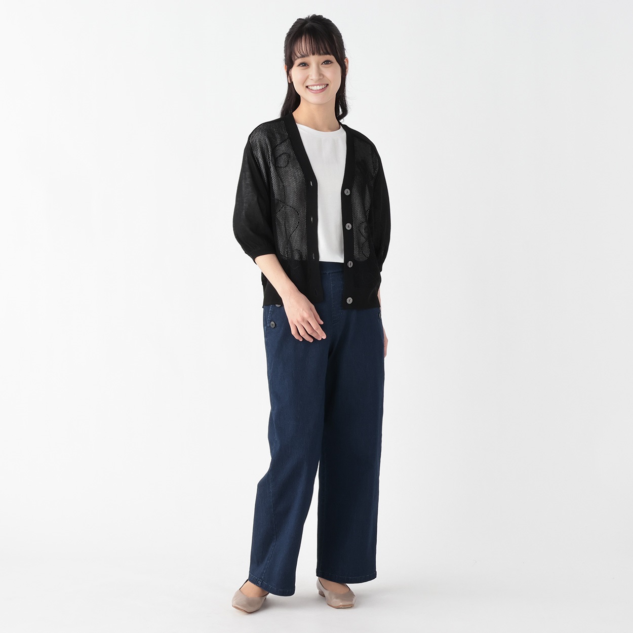 maiです。 前身メッシュコード刺繡Vカーディガン レディス ESSEME(エシーム