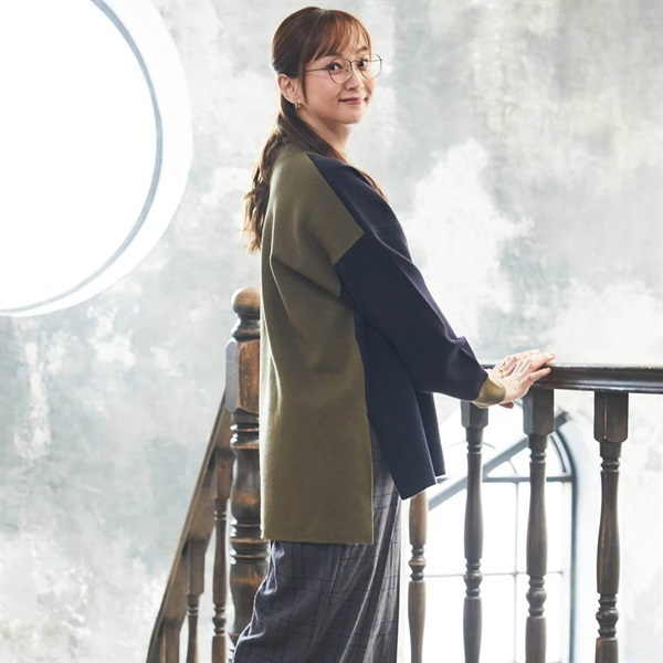 ESSEME×藤本美貴さんコラボ 配色ボクシーチュニック レディス ESSEME