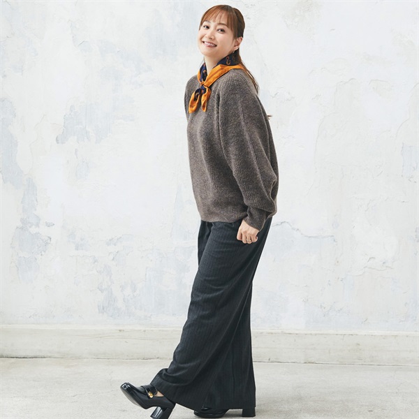 ESSEME×藤本美貴さんコラボ ファンシーヤーン畦ゆるニット レディス