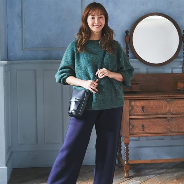 ESSEME×藤本美貴さんコラボ ファンシーヤーン畦ゆるニット レディス