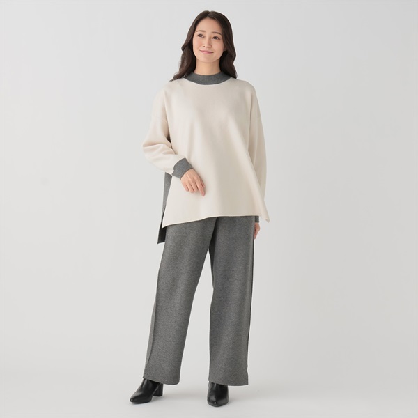 ESSEME×藤本美貴さんコラボ サイドスリットニットパンツ レディス