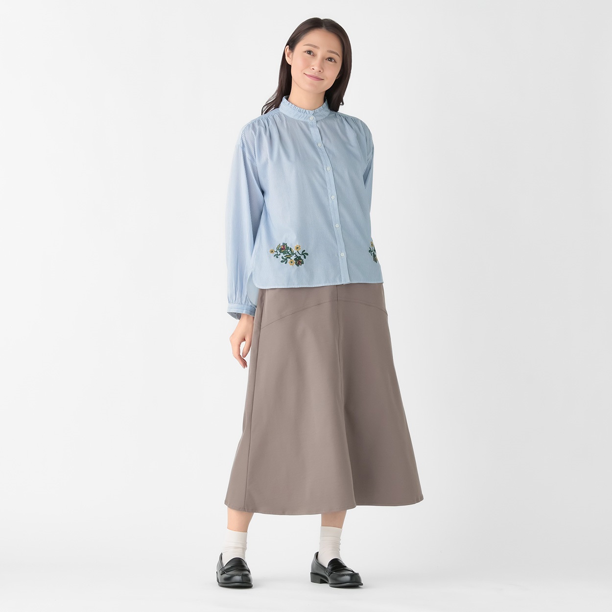 ストライプ刺繍シャツ レディス ESSEME(エシーム) II-ES26-06 | イオン