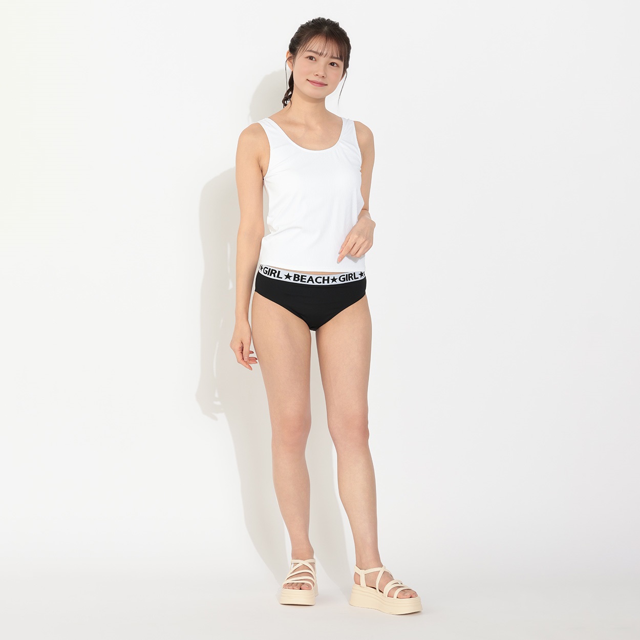 D&G BEACHWEAR ジュース柄 肩紐 リボン タンクトップ ピンクの通販