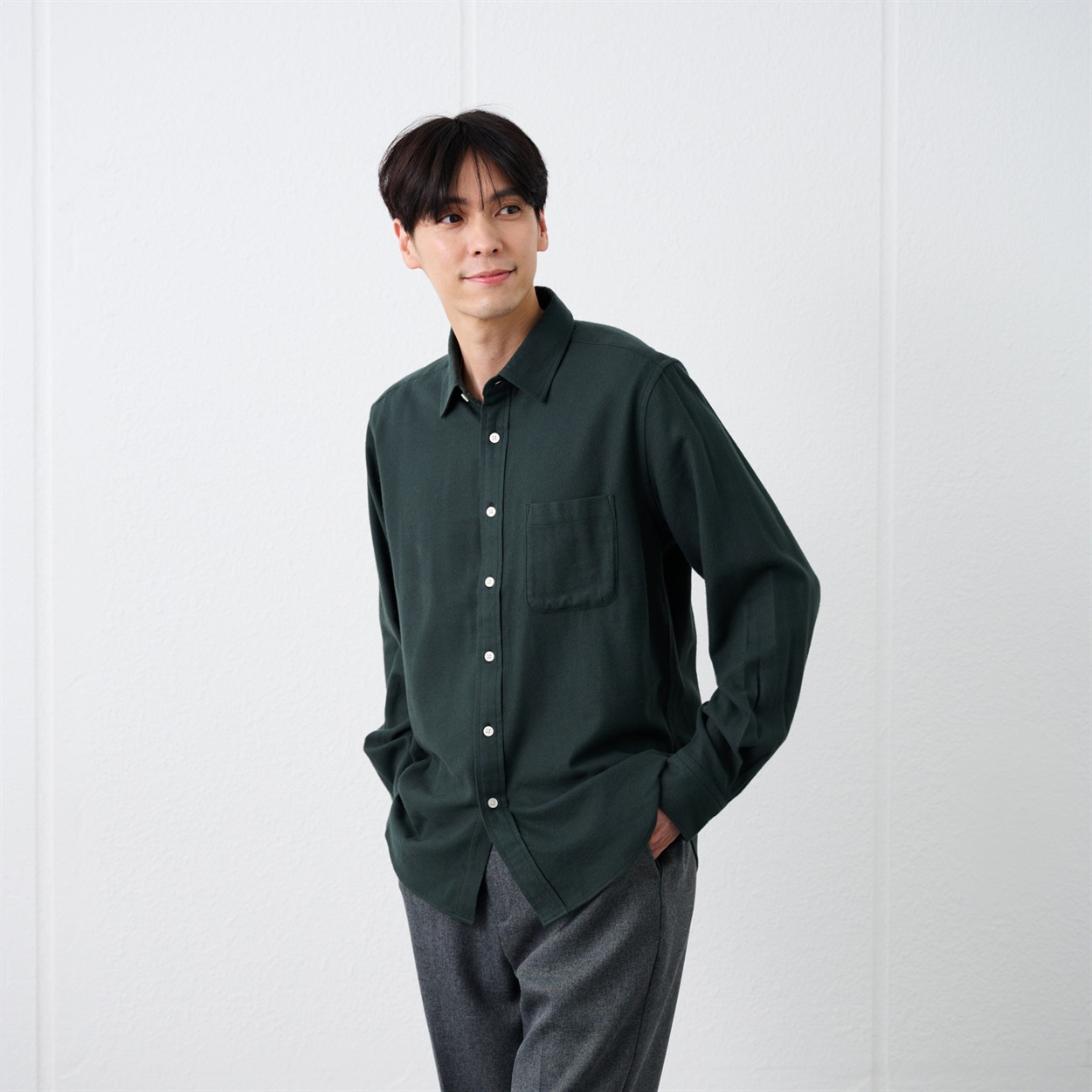 TVC(ティーヴィシー) 【てまラク】フランネルシャツ（無地） メンズ