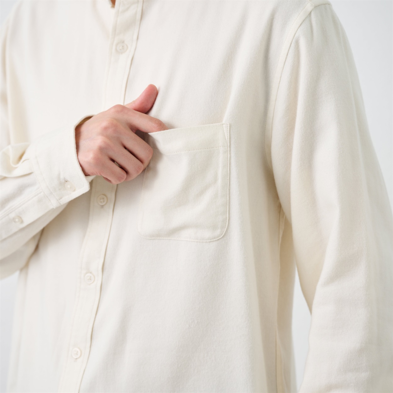 TVC(ティーヴィシー) 【てまラク】フランネルバンドカラーシャツ