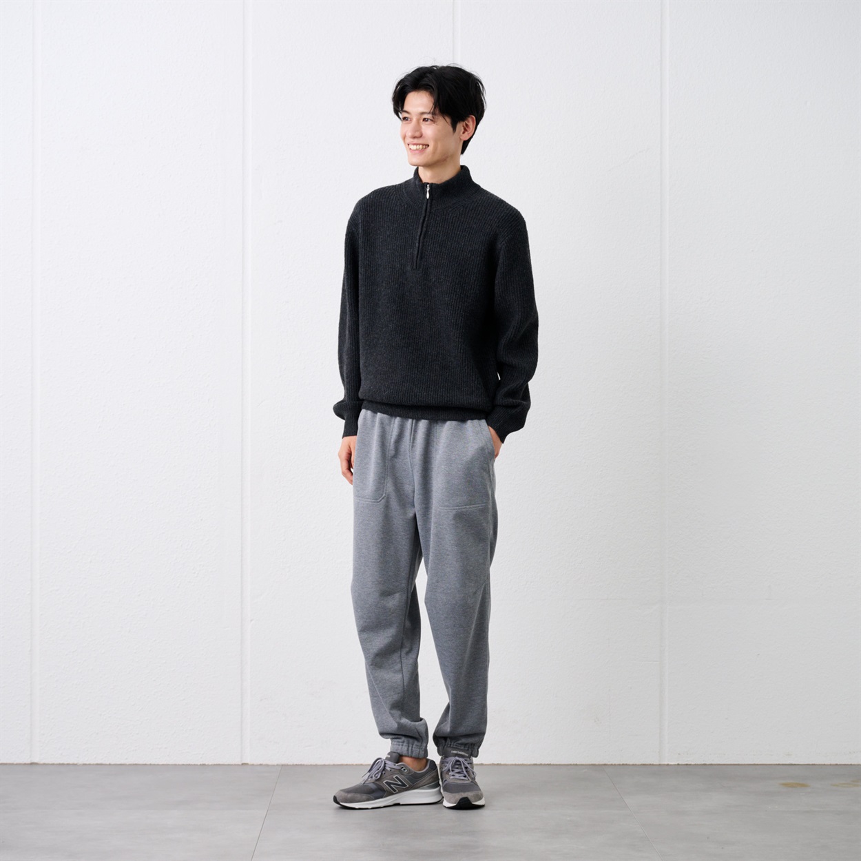 TVC(ティーヴィシー)ブラッシュヤーン 片畦ハーフジッププルオーバー