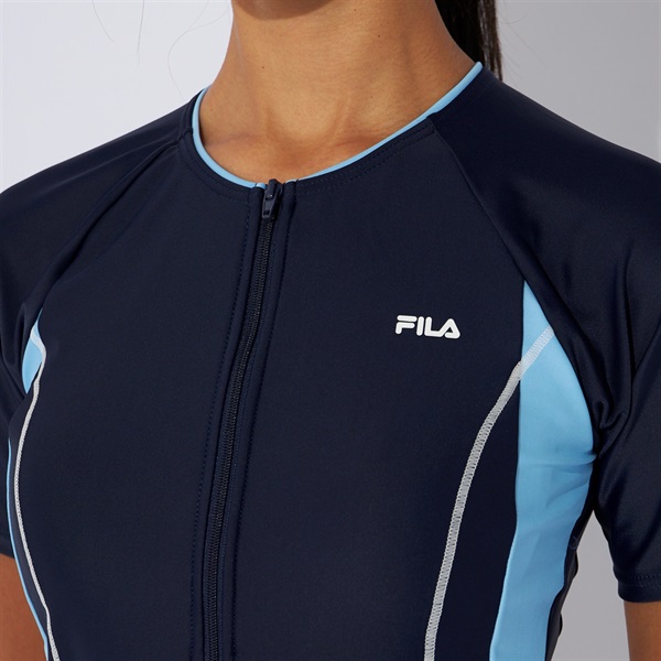 FILA(フィラ) 配色袖付フルジップセパレート水着 めくれ防止機能付