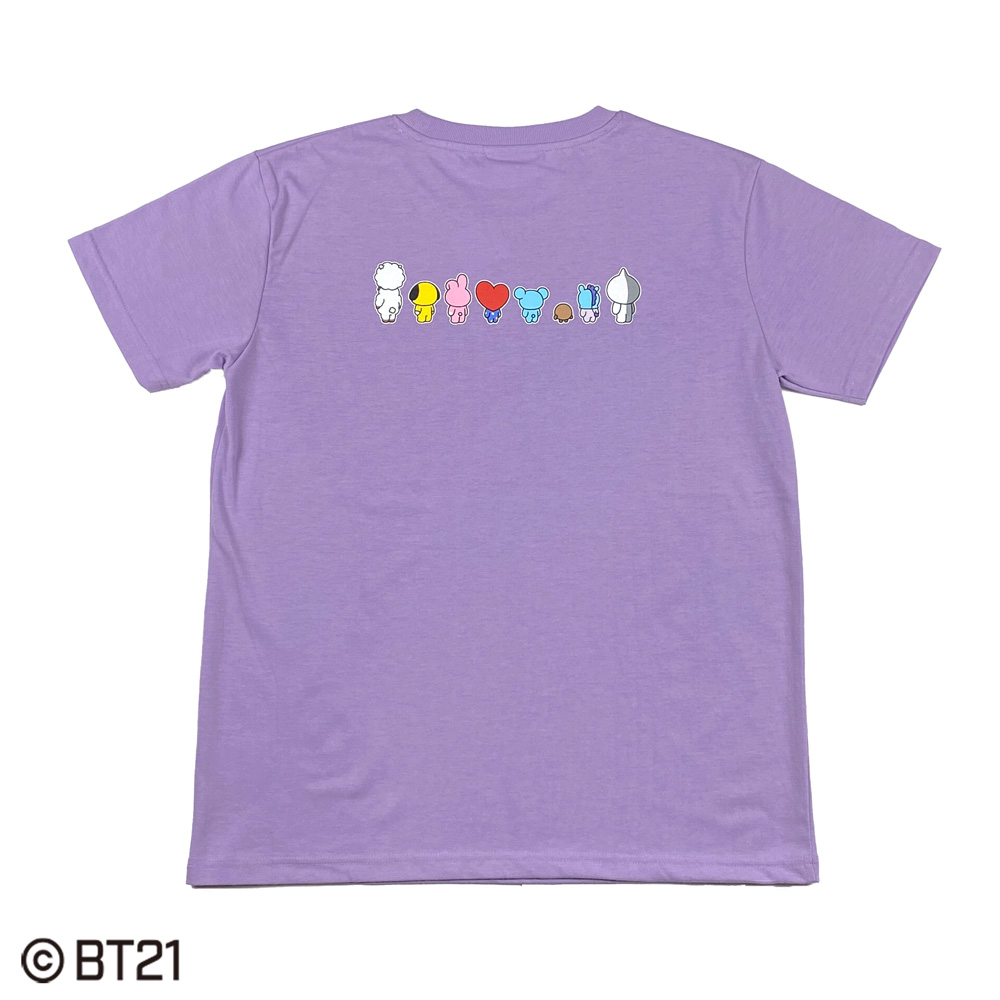 BT21ボックスロゴウシロスガタプリントTシャツ レディス
