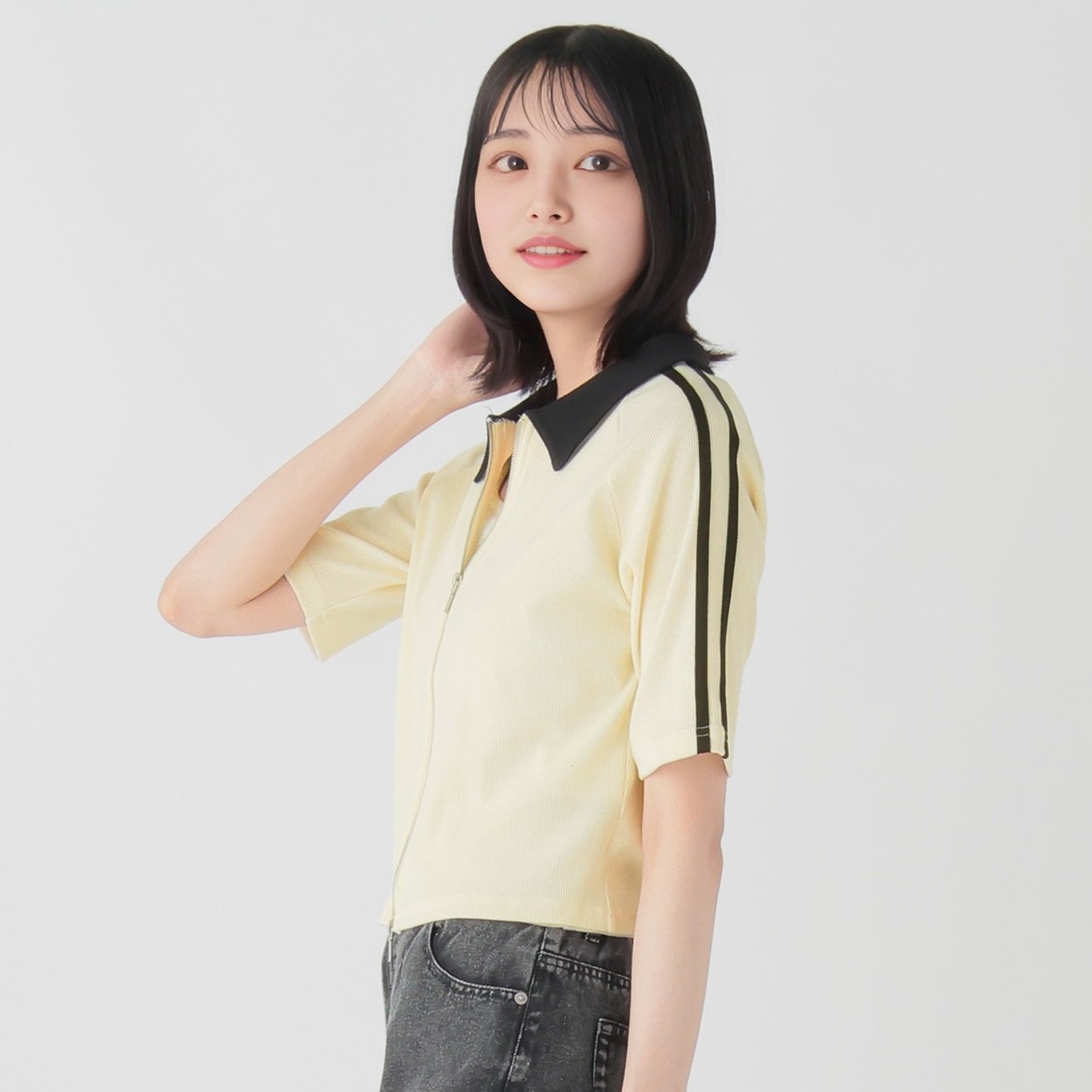 カットソー レディース 長袖 タフタ素材 バルーン 切り替え クロップド丈 RASW バルーン切り替えカットソー（Tシャツ/カットソー）｜RASW（ラス