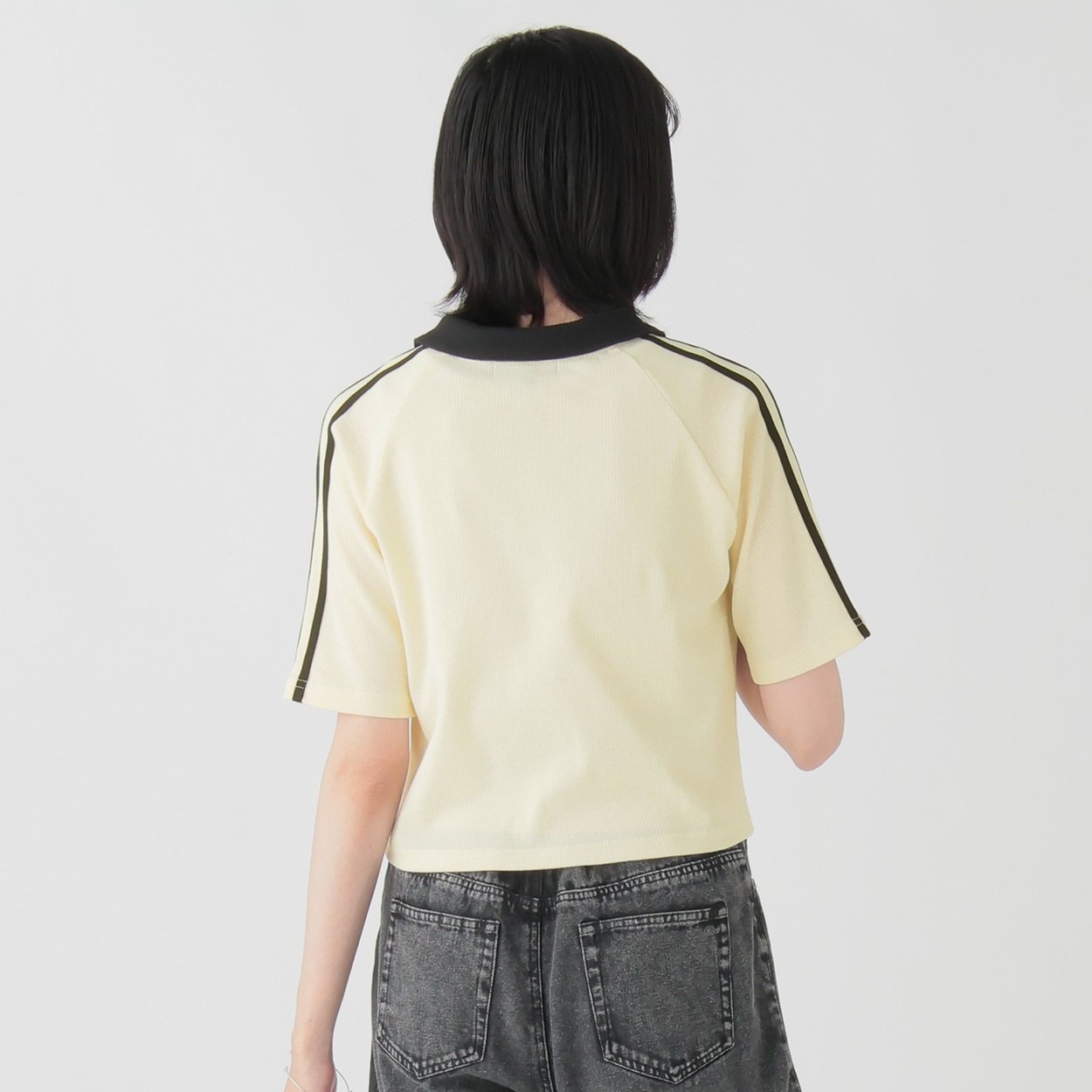 カットソー レディース 長袖 タフタ素材 バルーン 切り替え クロップド丈 RASW バルーン切り替えカットソー（Tシャツ/カットソー）｜RASW（ラス