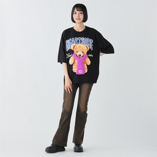 くまマフラー付7分袖T レディス Doublefocus (ダブルフォーカス