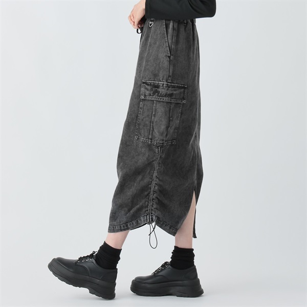 （もあ）新品 ダブルウエストドロストデニム もあ）新品 ダブルウエストドロストデニム シーズンレスアイテム