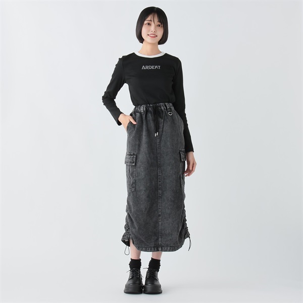 デニム脇ドロストスカート レディス Doublefocus (ダブル