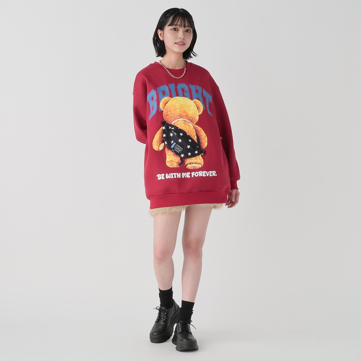 裏起毛クマBAG付プルオーバー レディス Doublefocus(ダブルフォーカス