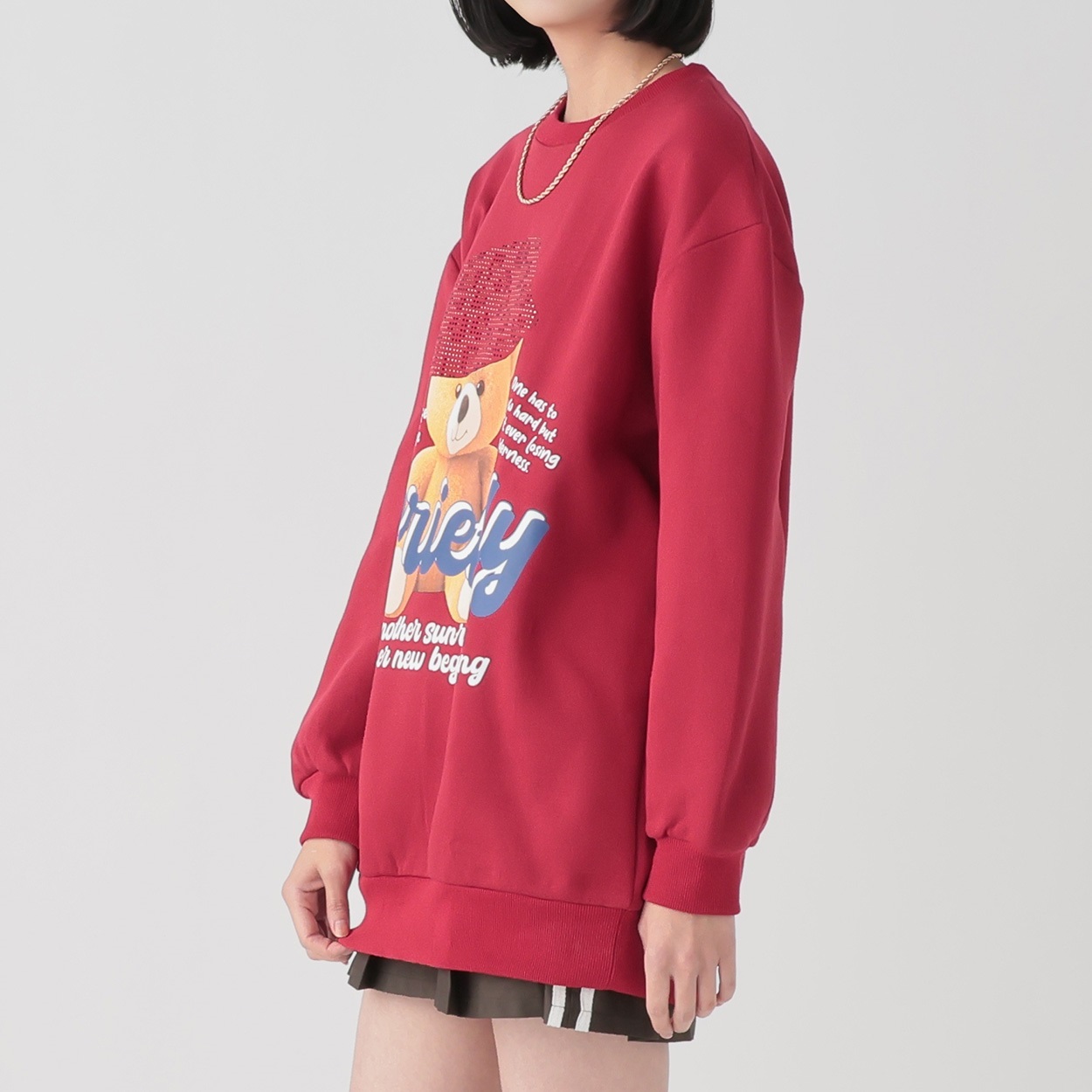 めるくま様　２点 裏起毛クマラインストーンプルオーバー レディス Doublefocus(ダブル