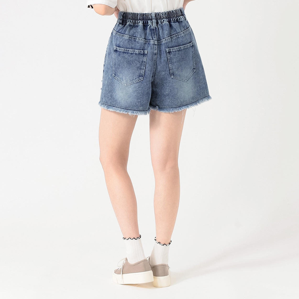 ダメージデニムショートパンツ レディス Doublefocus(ダブルフォーカス