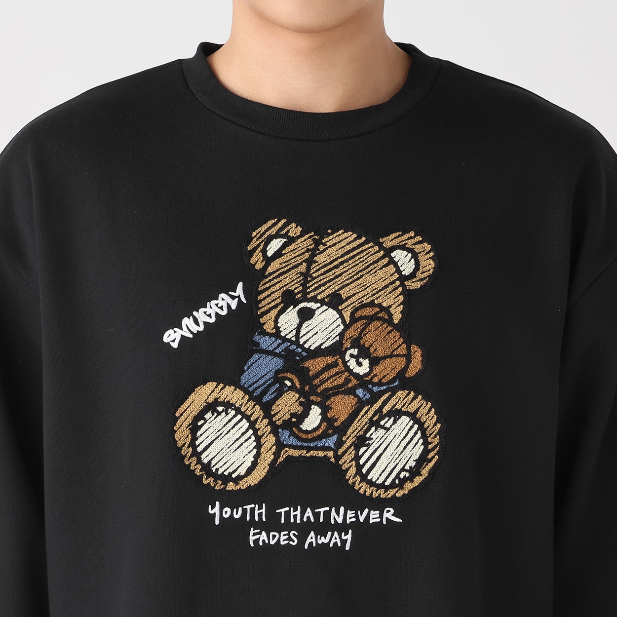 裏起毛クマチェーン刺繍プルオーバー メンズ Doublefocus(ダブル