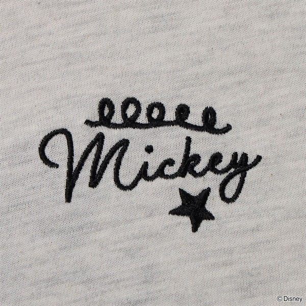 売約済イオンモールむさ村クラウンウッドテーブル&らら横ミッキーMブラックTシャツ Mickey＆friends/MICKEY/ミッキー後ろ半袖Tシャツ メンズ Doublefocus
