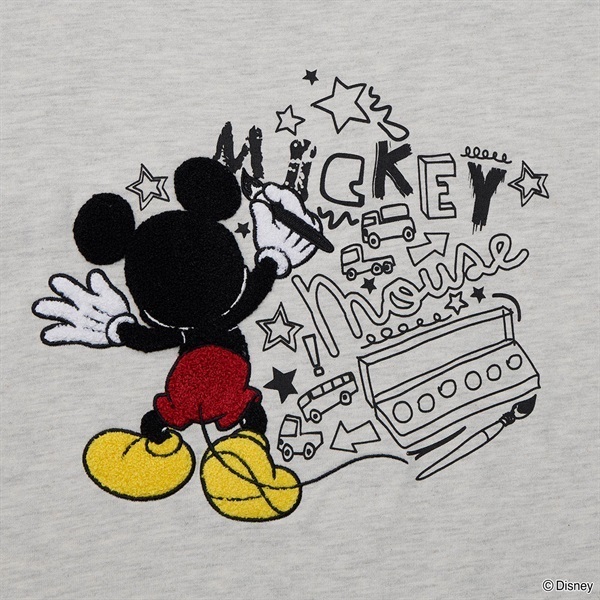 売約済イオンモールむさ村クラウンウッドテーブル&amp;らら横ミッキーMブラックTシャツ Mickey＆friends/MICKEY/ミッキー後ろ半袖Tシャツ メンズ Doublefocus