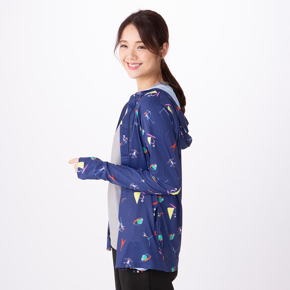 UV対策パーカ エルスポーツICETECH総柄プリントパーカ レディス