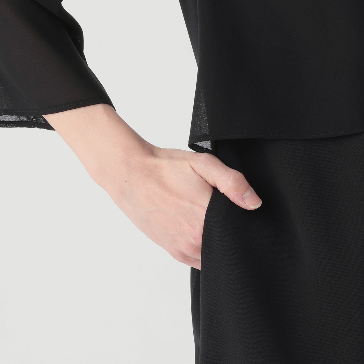 ブラックフォーマル ご自宅で洗えるウエストふらしワンピース レディス