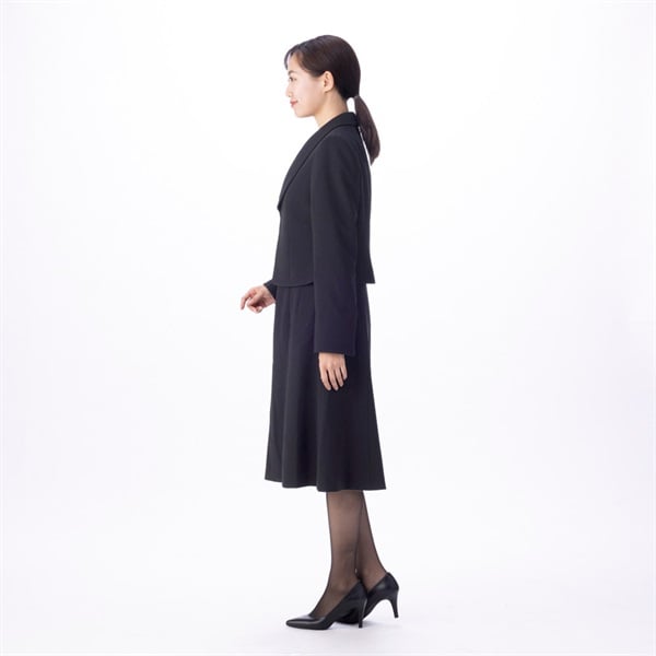 ブラックフォーマル アンサンブルスーツ ヘチマ衿前開き 喪服